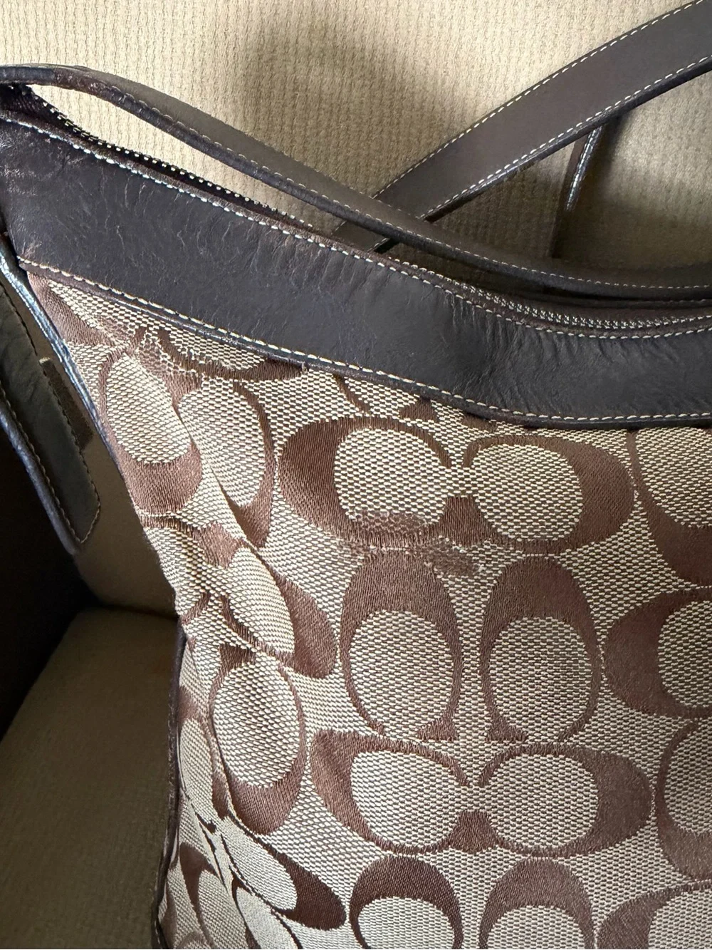 Coach Signature Canvas Crossbody Bag and Wallet in Tan and Brown
